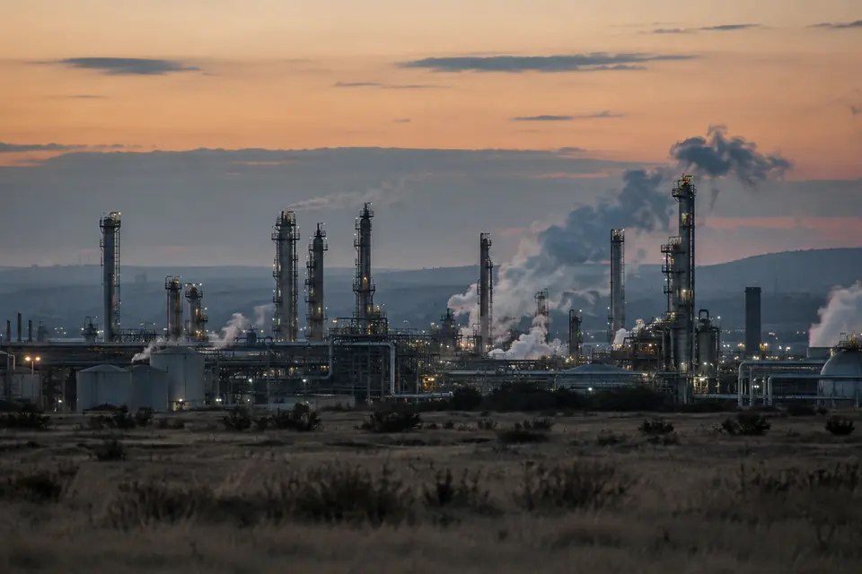 A petrochemical plant on the Highveld at dusk